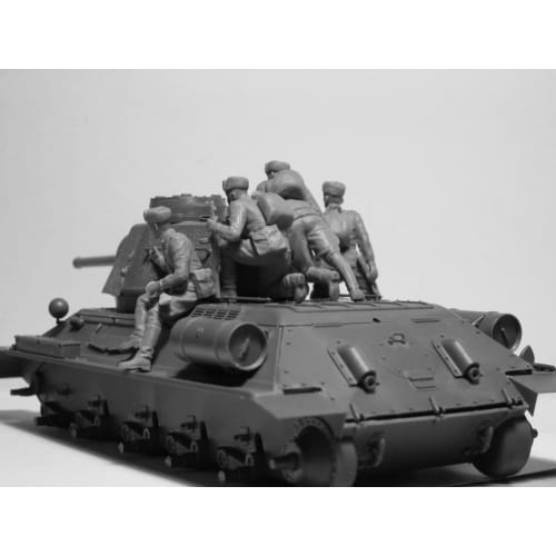 ICM 1/35 Scale Soviet Army T-34/76 Tank-Mounted Infantryman with 4 Figures Plastic Model Kit 35368
