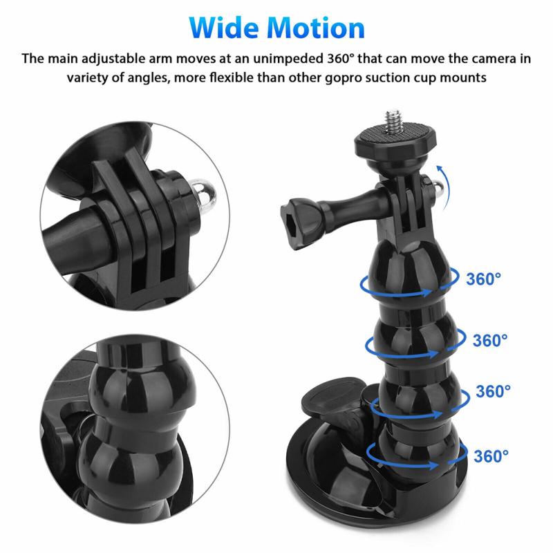 Car Suction Cup Mount Phone Holder Adjustable Angles Video Navigation Bracket Compatible For Gopro