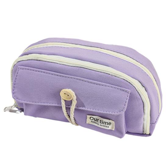 Retro Pencil Bag Multi-Compartment Canvas Pencil Case Large Capacity Pen Pouch Stationery Organizer for Students Boys Girls