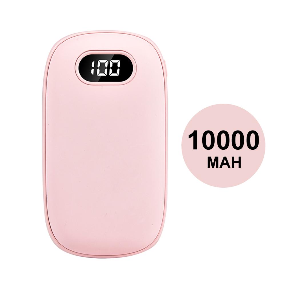 

10000 мАч грелка для рук внешний аккумулятор USB перезаряжаемые мини грелка для рук с цифровым дисплеем 2 уровня температуры для путешествий на открытом воздухе кемпинга розовый
