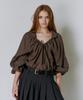GANISONG Shirred Collar Blouse_Khaki
