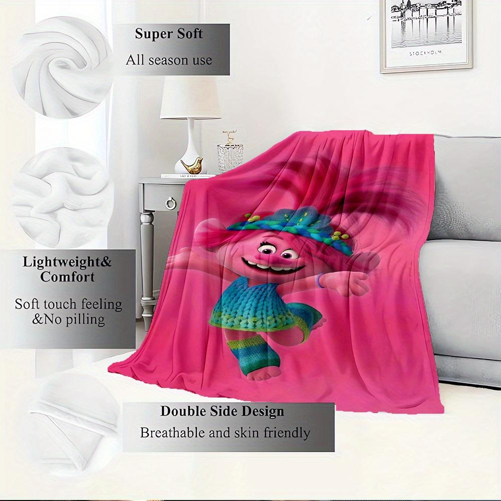 1pc Trolls,Poppy,AnimationDigital Print Fleece Blanket - Contemporary Style, Suitable for All Seasons, Perfect for Home, Travel, or Camping