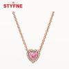 925 Silver Heart-Shaped Shiny Zircon Elevated Red&Pink&Blue&White Heart Necklace Lover's Gift Fine Jewelry for Women