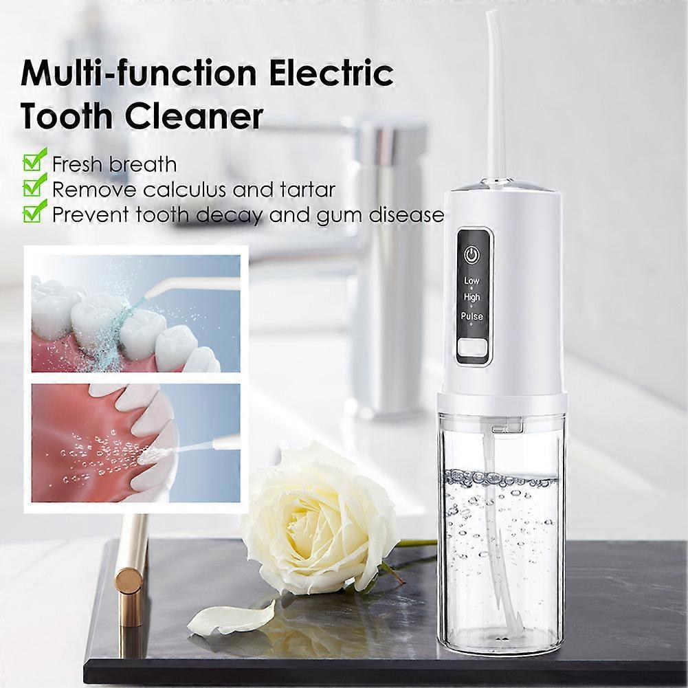 Portable 4-Head Electric Water Flosser, Adjustable 60-120 PSI Dental Irrigator for Tartar Removal Oral Hygiene