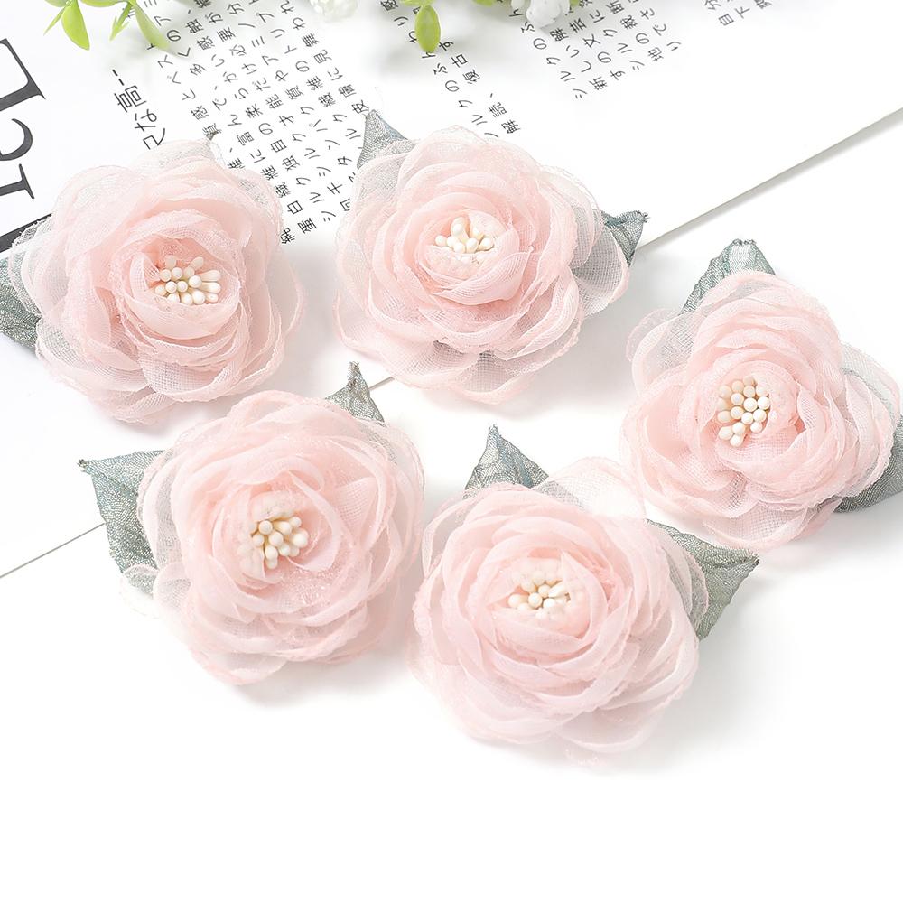 

3/5Pcs Environmentally Chiffon Silk Artificial Flowers Heads Fake Flowers Indoor Garden Home Room Decor Payty Wedding Decoration 3Pcs розовый