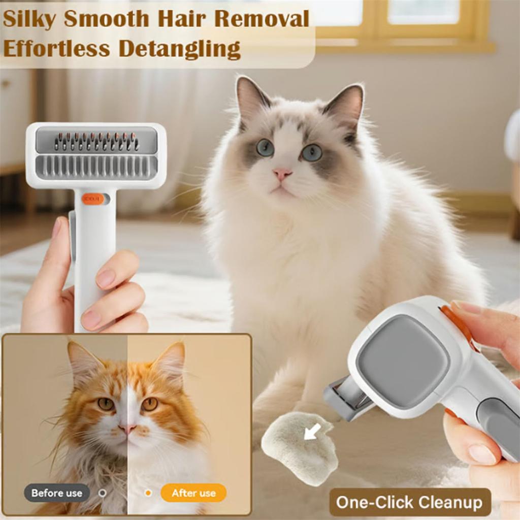 Spazzola per Toelettatura Auto-districante per Animali Domestici 2-in-1, Pettine per Animali Domestici 2-in-1 Districa Rimuove Peli Singoli, Spazzola per Toelettatura Animali Districa, Rimuove il Pelo Morto, Massaggia per Cani