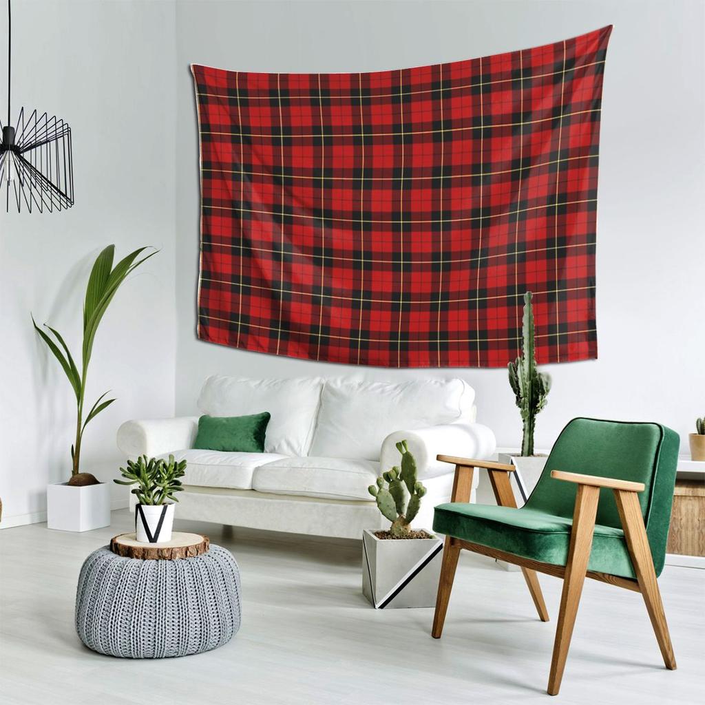 Clan Wallace Tartan Klassisch Rot-Schwarz Kariert Wandteppich Dekor Kunst Ästhetische Wandteppiche für Schlafzimmer Zuhause Wandtuch Wandbehang