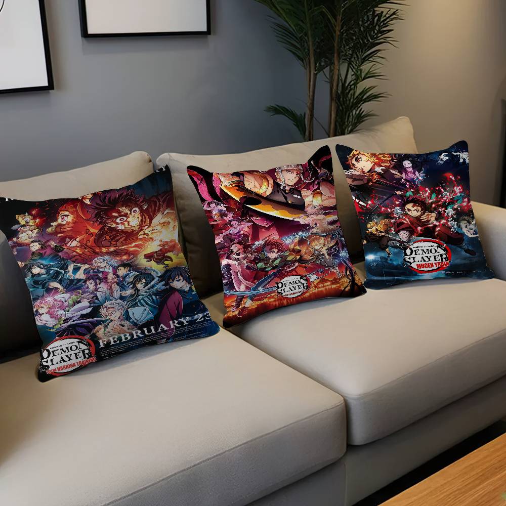 Demon Slayer Cushion Cover Inches Farmhouse Decor Home Throw Pillow Covers For Couch Decorations
