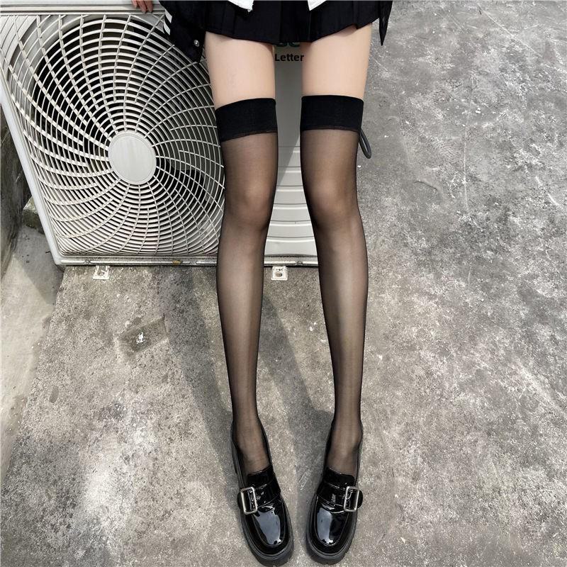 Sexy Thigh-High Contrast Stockings with Black Trim