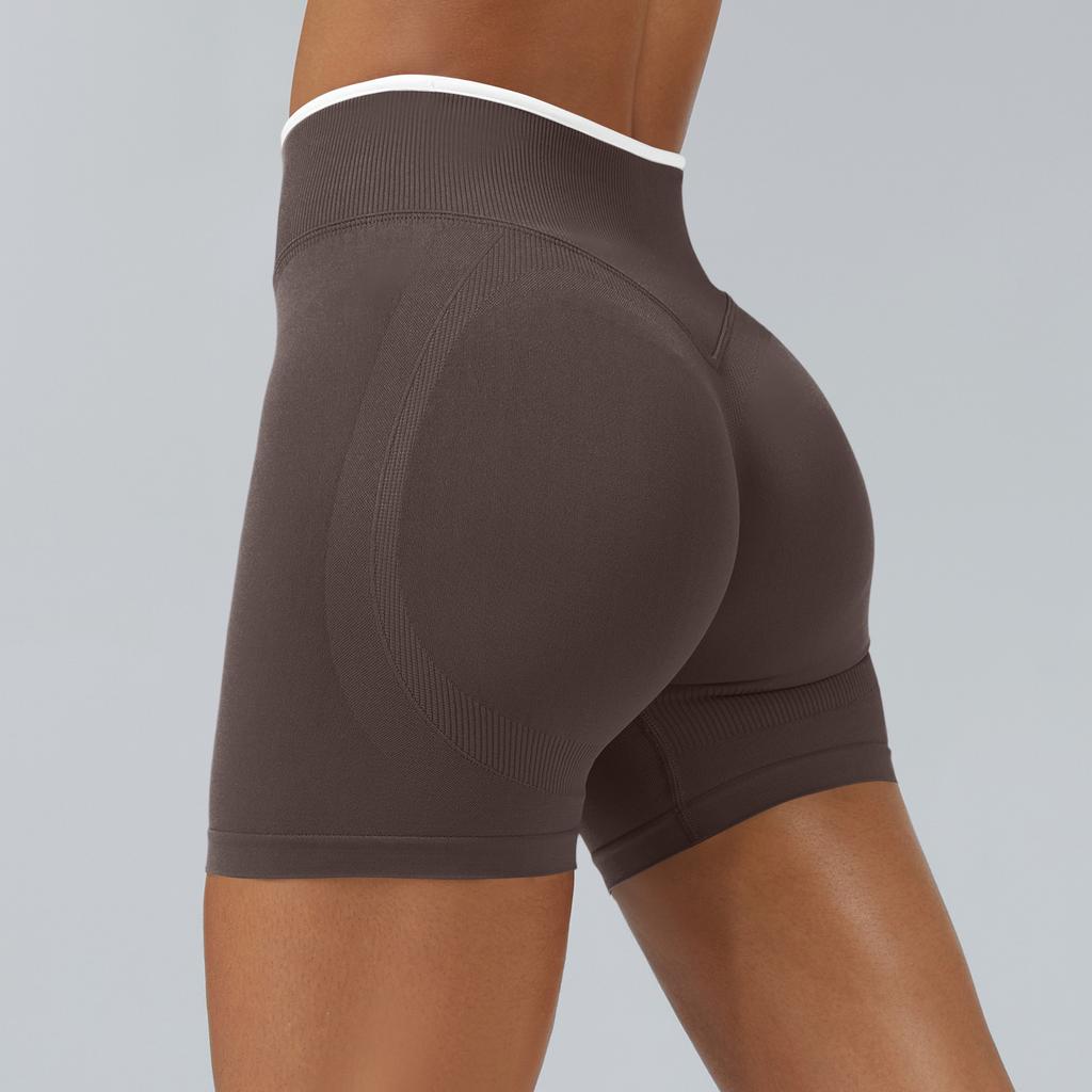 Women's Casual Hip,lifting Seamless Color Block Yoga Fitted Sports Shorts
