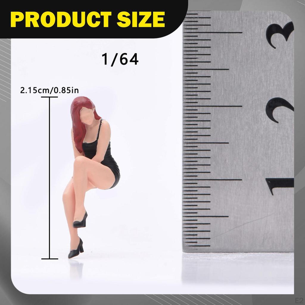 1/64 Scale Miniature Girl Figure,Diorama Collectibles Realistic People Model for DIY Scene Decor