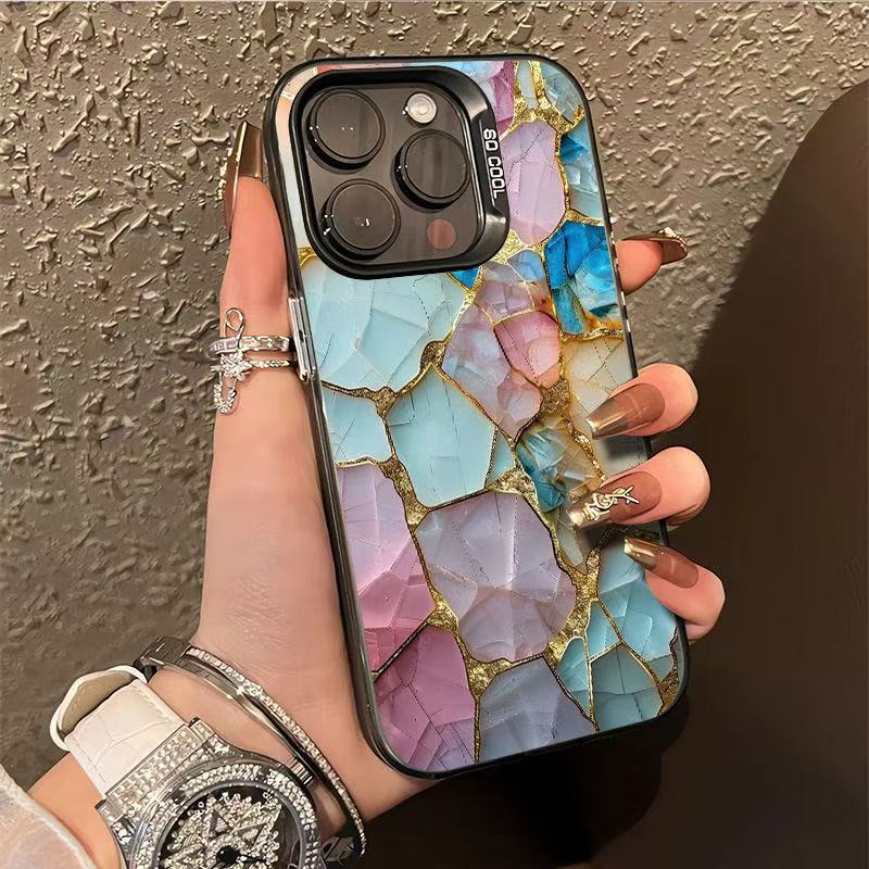 The New Colored Silver Color Stone Is Suitable for Iphone17 Mobile Phone Case Apple 15promax/14 European and American 13pro16 Personality
