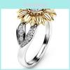 Exquisite Gold Plated Sunflower Ring With Colored Zircon For Women Elegant Jewelry