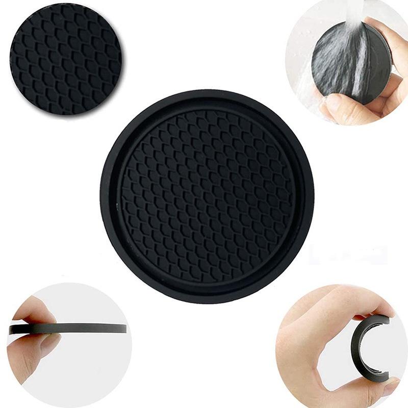 Creative Round Pvc Cup Car Storage Mat Universal Non Slip Car Cup Black Holder