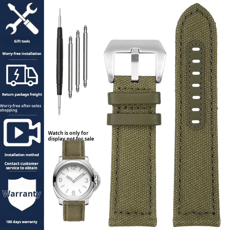 Voor Panerai PAM111 441 137 386 heren Horlogeband Nylon Canvas nylon Koeienhuid Horlogeband 20 22 24mm Roestvrijstalen Gesp Accessoires