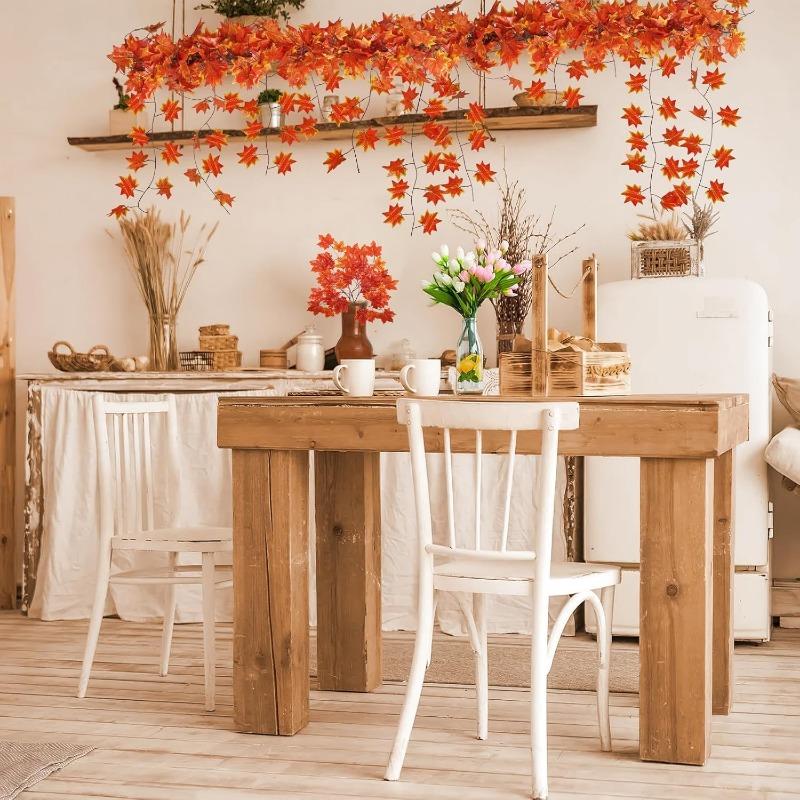 1/30pcs Artificial Maple Leaves Hanging Vine Fall Leaf Garland Autumn Fake Plants Christmas Wedding Party Home Garden Decoration