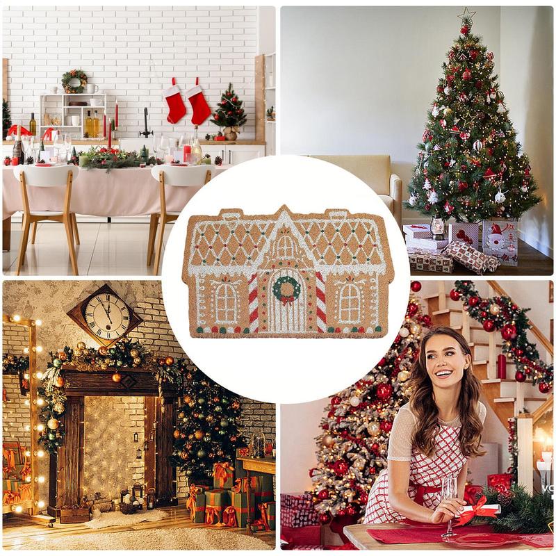 Palace Shaped Kitchen Rugs Christmas Decoration Floor Mat Christmas Door Mat For Indoor Bedroom Front Door Carpet New Year Gift
