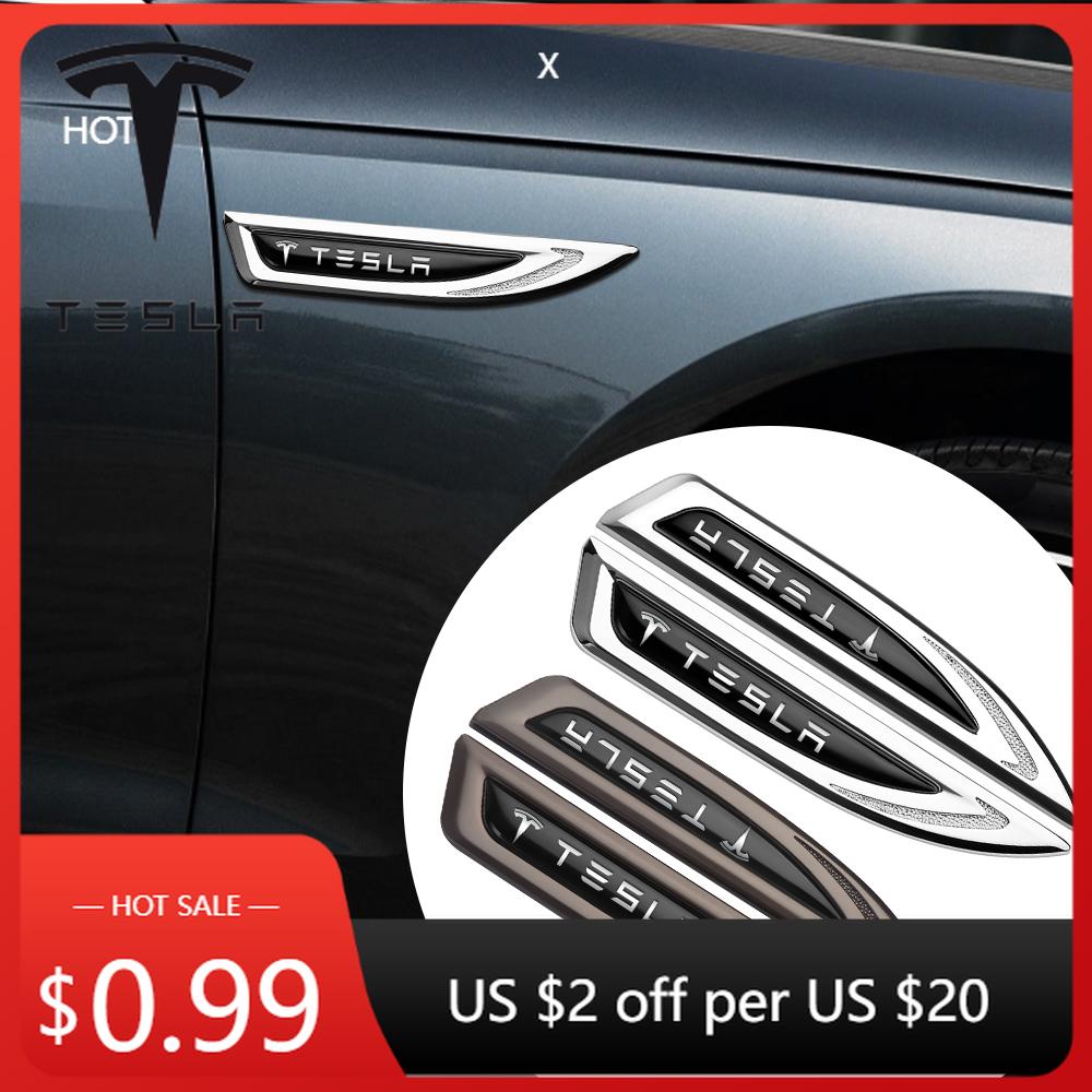 Autoaufkleber Tesla 2 Stück Auto Karosserie Seitenflügel Abzeichen Kotflügel Metall Dekorationsaufkleber Emblem ZubehörFür Tesla Model 3 S Y X 2022