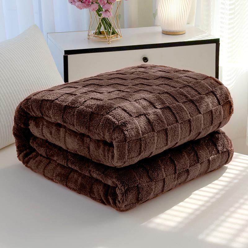 Soft Fluffy Checkerboard Sofa Cover: Taffeta Velvet & Cotton Jacquard Waffle Blanket
