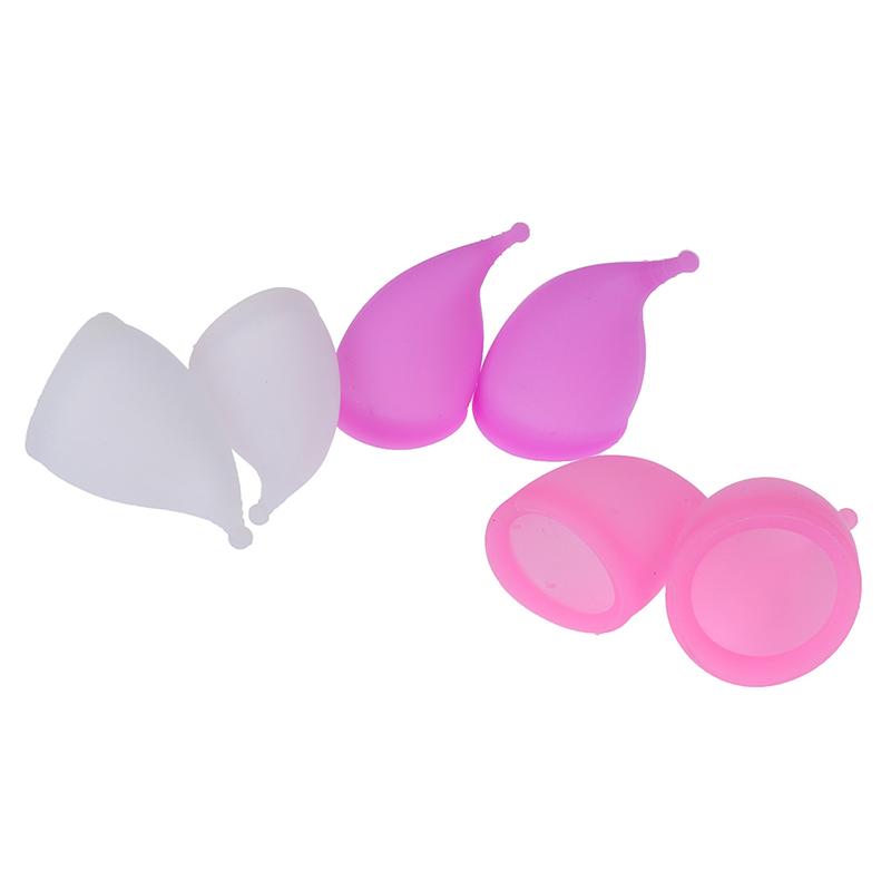Reusable Medical Silicone Soft Menstrual Women Period Cup Size Small Large Pads