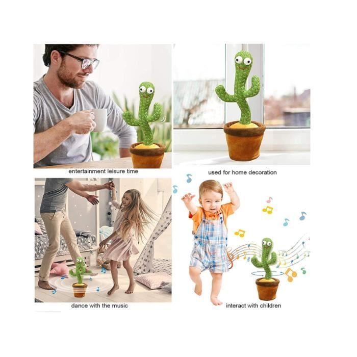 Jouet - Cactus Qui Danse - Enregistrement - Lumières - Sécurisé pour enfants - Intérieur