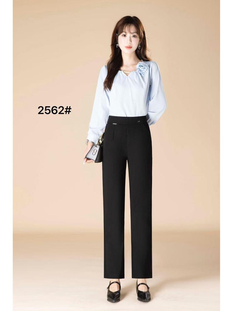 New Roman Women's Cotton Straight-Leg Casual Pants - Elastic, Loose, Comfortable, and Cool