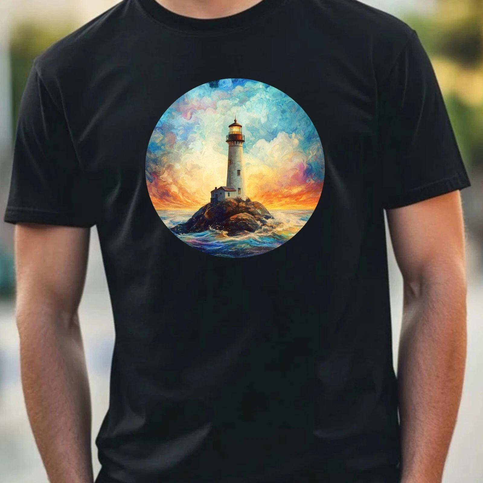 T-Shirt Herren Leuchtturm Portrait Motiv Baumwolle Größe XS bis 5XL XXXXL