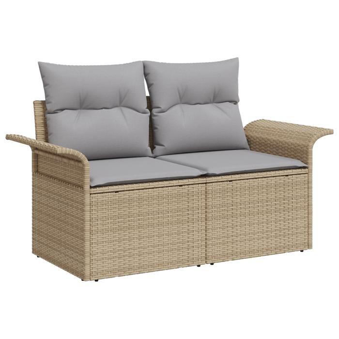 VidaXL Ensemble de canapé de jardin 5 pièces avec coussins beiges en poly rotin et acacia 3347322