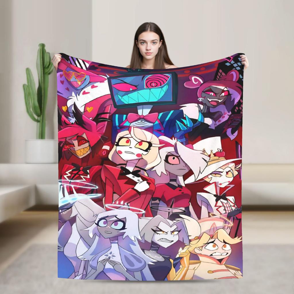 Cartoon H-Hazbin HotelS Flannel Blanket Winter  Warm Soft Bedding Throws for Child Home Decor Funny Bedspread Sofa Bed Cover