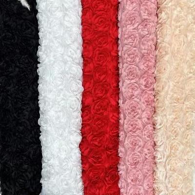 Wide 130cm High Grade Wedding Dress Embroidery Fabric Accessorie Material 3D Rose Floating Embroidery Fabric