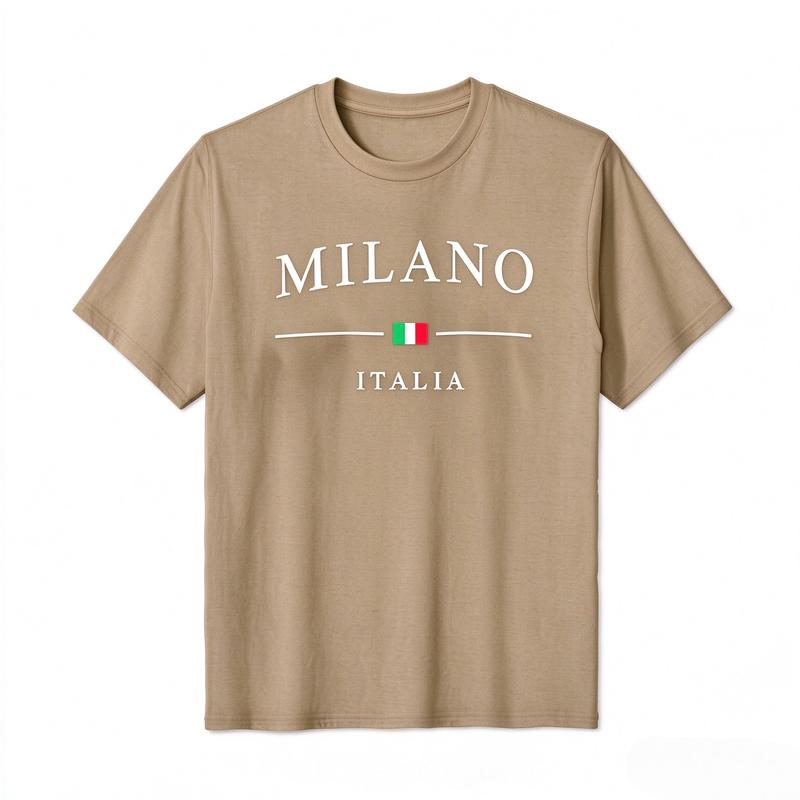 Italia Milano City Flag Print Tshirt Unisex Classic Italian Souvenir Casual Short Sleeve Graphic Tee Cotton Harajuku Y2k Top