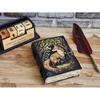 Fox Leather Vintage Look Handmade Leather Journal, Grimoire Fat Journal Blank Spell Book of Shadows Celestial Christmas Gifts