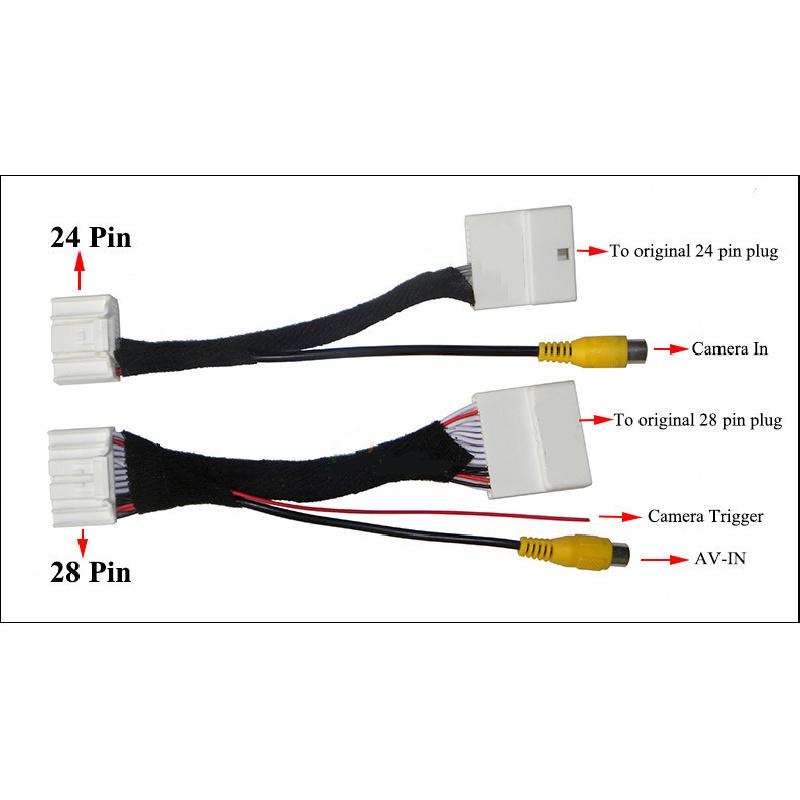 28Pin+24Pin Camera Adapter Cable For Toyota Avalon Prius Land Cruiser 2016-2018