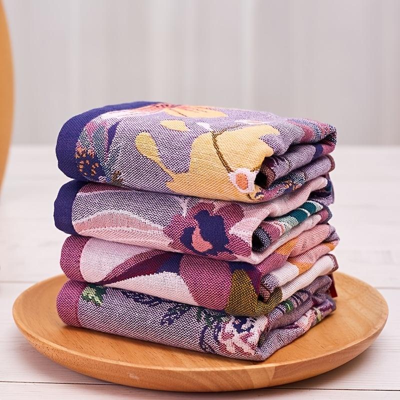 Bohemian Polyester Blend Face Washing Towels No-Fluff, For Home Thanksgiving Decor, Home Towels | Floral Towels Bathroom