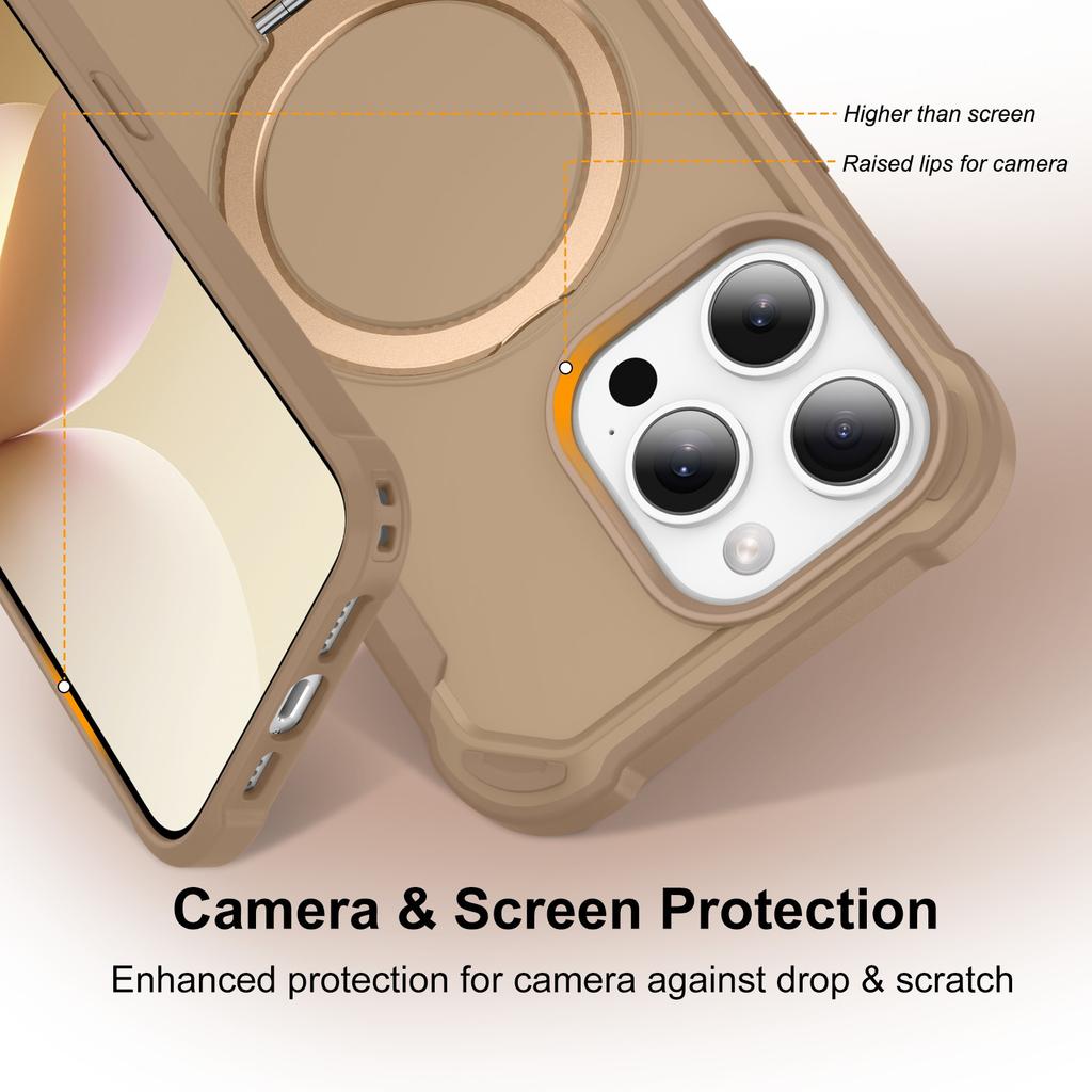 For iPhone 16 Pro Max Case Compatible with MagSafe Kickstand TPU+PC Shockproof Phone Back Cover