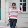 Winter Fall Women Fashion Striped Warm Sweater Loose Slit Knitted Top