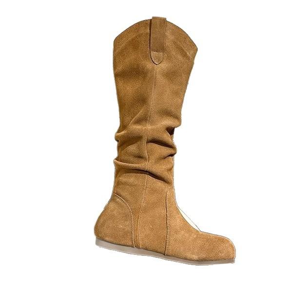 Soft Leather Version~ Boken Boots Women's 2025 Autumn and Winter New Pleated Stacking Boots Inner Height Increase Casual Boken Boots