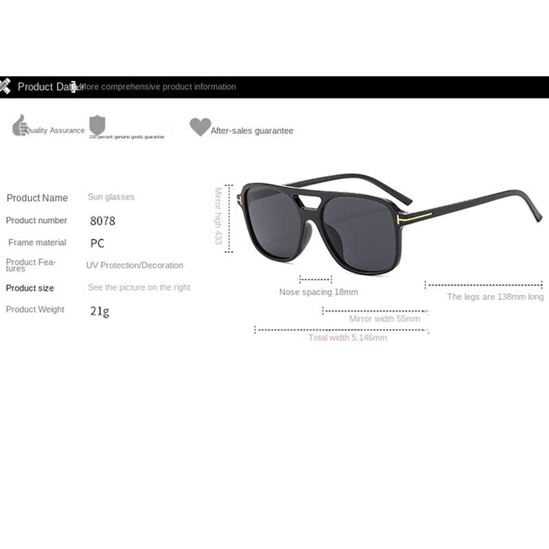 2PACK New Classic Oversized Men Sunglasses Vintage Brand Women Glasses Retro Double Bridges Female Glasses Outdoor Sports UV400