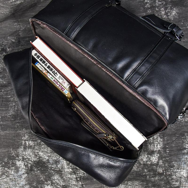 Bolsa de Viagem de Couro Masculina Grande Capacidade Bolsa de Mão Couro Bovino de Primeira Camada Bolsa Transversal de Ombro Bolsa Esportiva Multifuncional