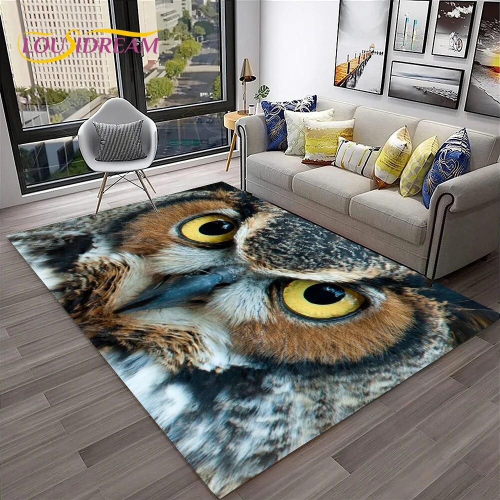 3D Cartoon Cute Owl Series Carpet Rug for Home Living Room Bedroom Sofa Kitchen Doormat Decor,Child Area Rug Non-slip Floor Mat