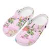 White Printed EVA Slip On Clogs Men Women Quick Dry Lightweight Casual Shoes Soft Sole Summer Sandals Indoor Outdoor Wear