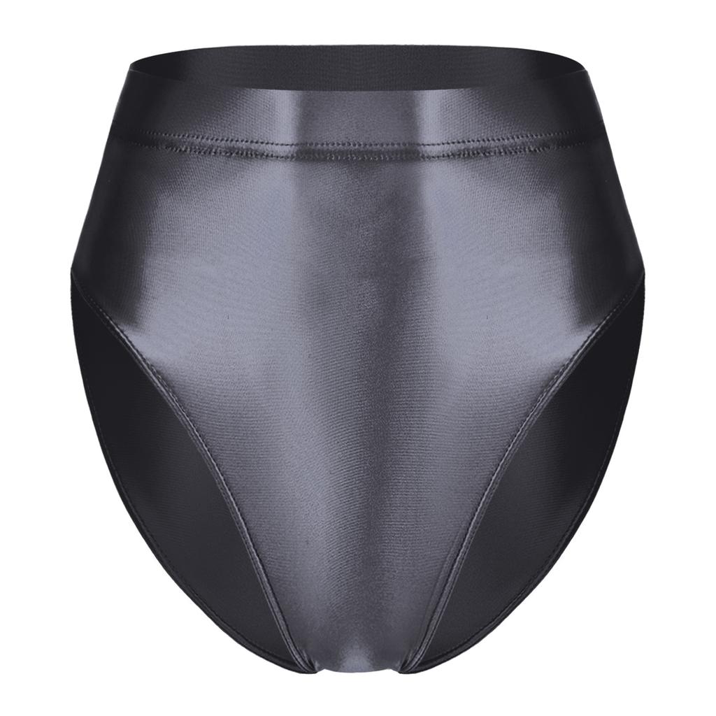 Womens Shiny High Waist Briefs Swimsuit Bottom Beachwear Underwear