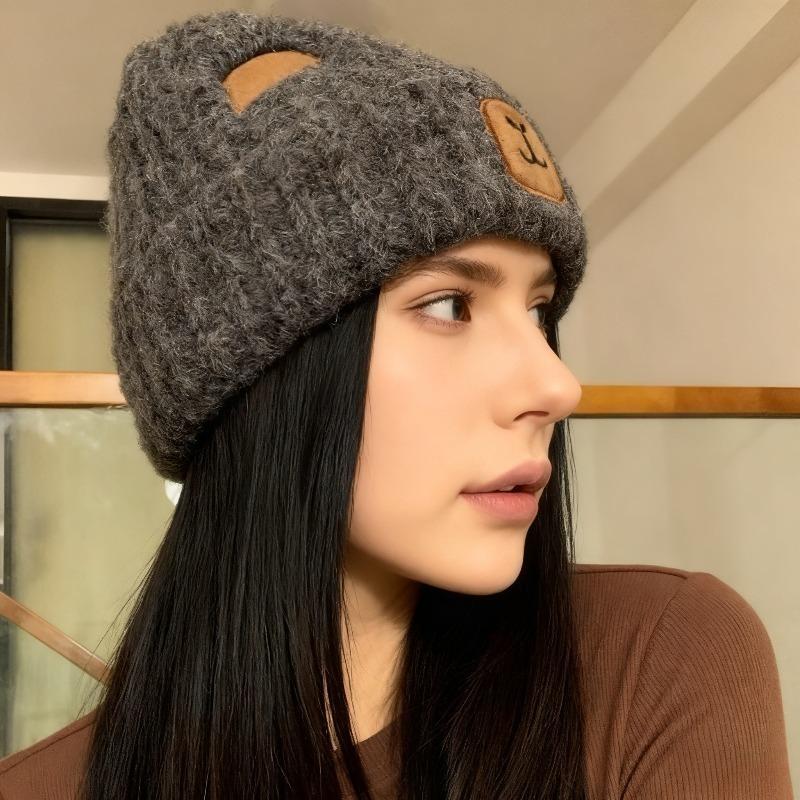 Simple Luxurious Bear Beanie Cute Plush Felt Hat High-quality Warm Hat Thickened Earmuffs Slimming Face Cute Cartoon Animals Hat