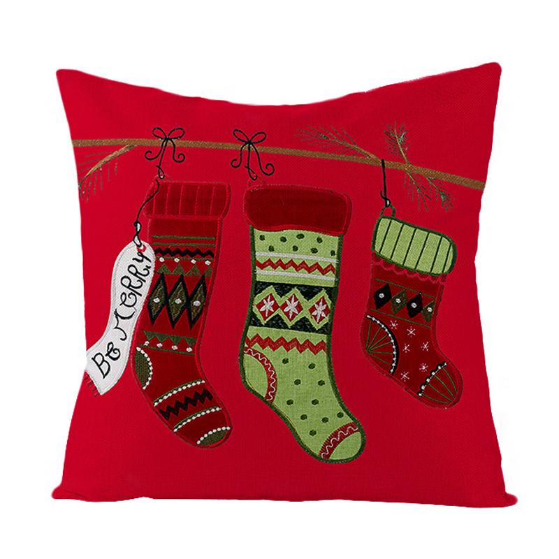 Home Christmas Decorative Pillowcase Bedroom Living Room Sofa Cushion Cover Santa Claus Elk Dwarf Printed