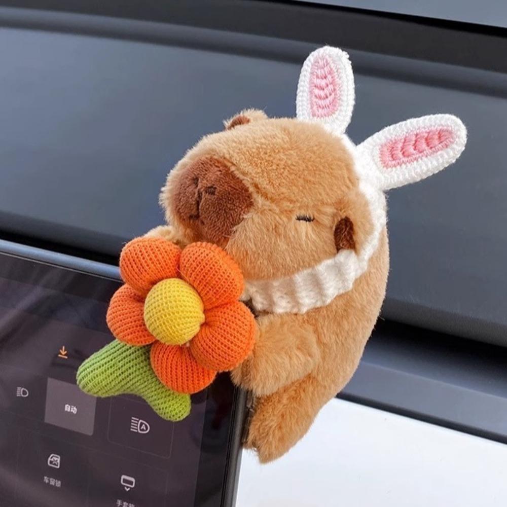 Cute Capybara Car Ornaments Car Dashboard Soft Screen Edge Decor Cartoon Auto Interior Decorations
