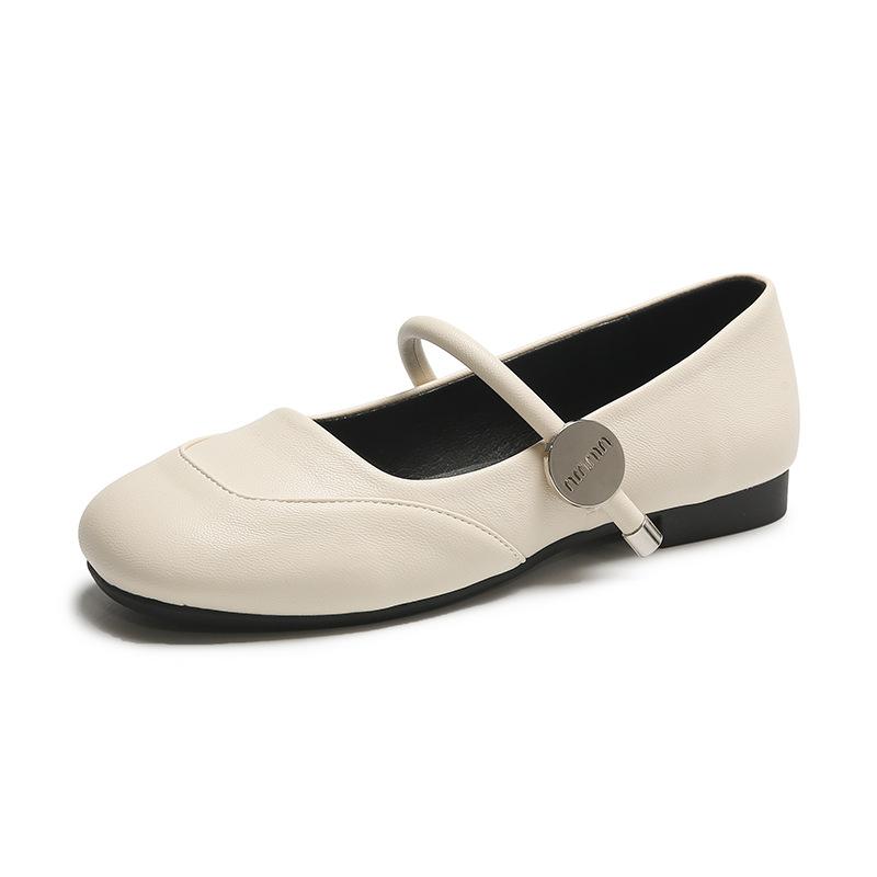 

Квадратная головка, неглубокое горлышко, односложная пряжка с поздним вечерним бризом, одинарные туфли женские весна 2025, новые модные французские одинарные туфли Мэри Джейн 35 бежевый