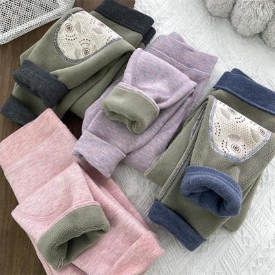 Kids' Double-Layer Fleece Lined Winter Pants - Warm Cotton School Uniform Leggings for Boys and Girls