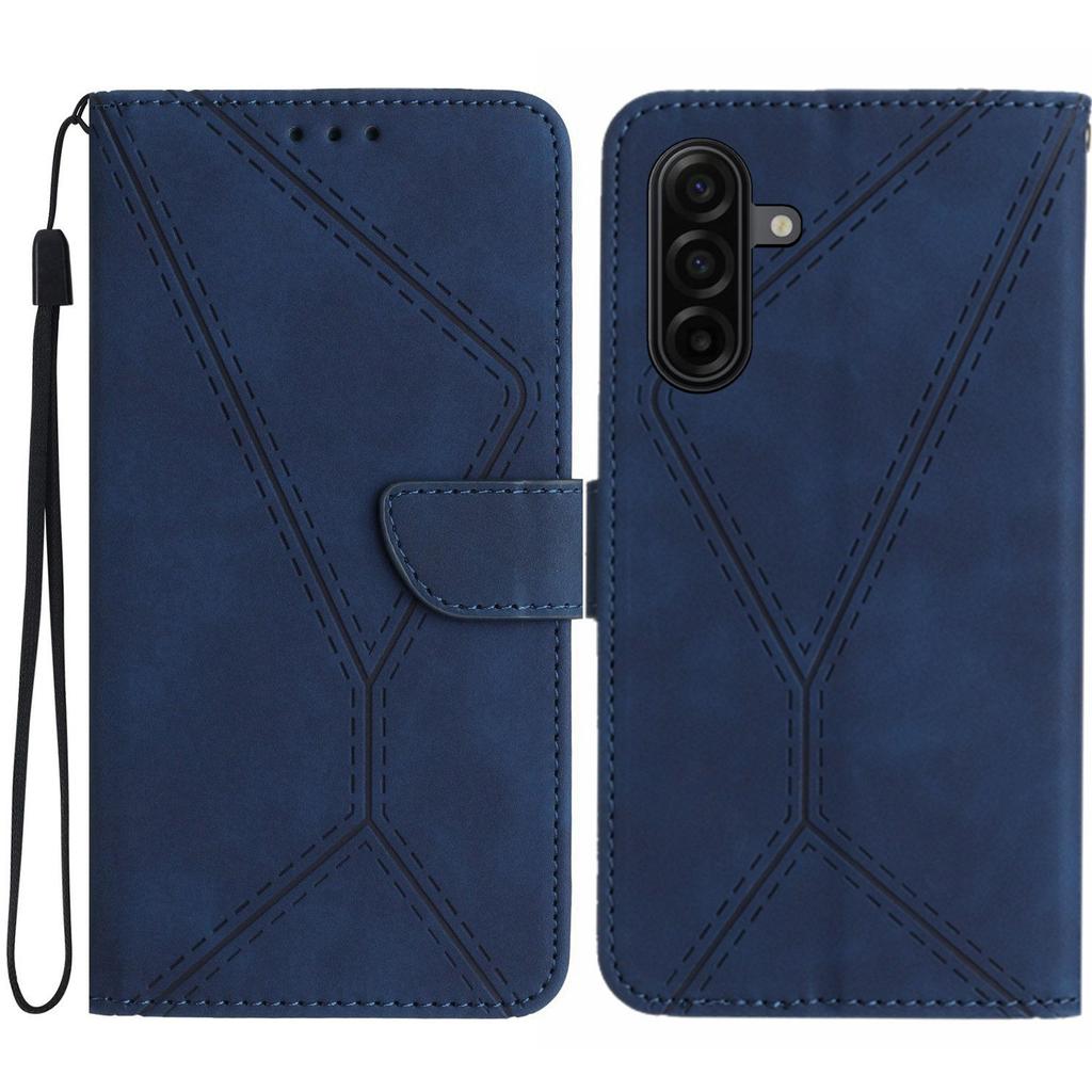 For Samsung Galaxy A57 5G Case Skin Touch Lines Imprinted PU Leather Flip Phone Cover