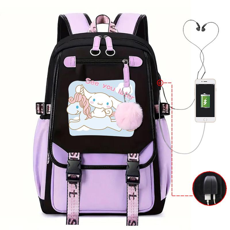 Pies z Dużymi Uszami Plecak Szkolny Męski i Damski Plecak dla Ucznia Szkoły Średniej Gimnazjum Styl College'owy Pasek do Plecaka Plecak Wielofunkcyjny USB