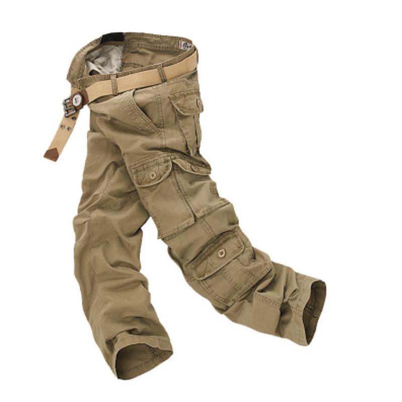 

Cargo Pants Men s Oustdoor Casual Cotton Multi Pockets Al Trousers 28 хаки